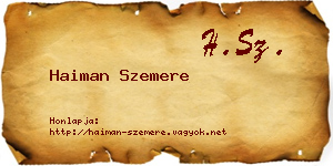 Haiman Szemere névjegykártya